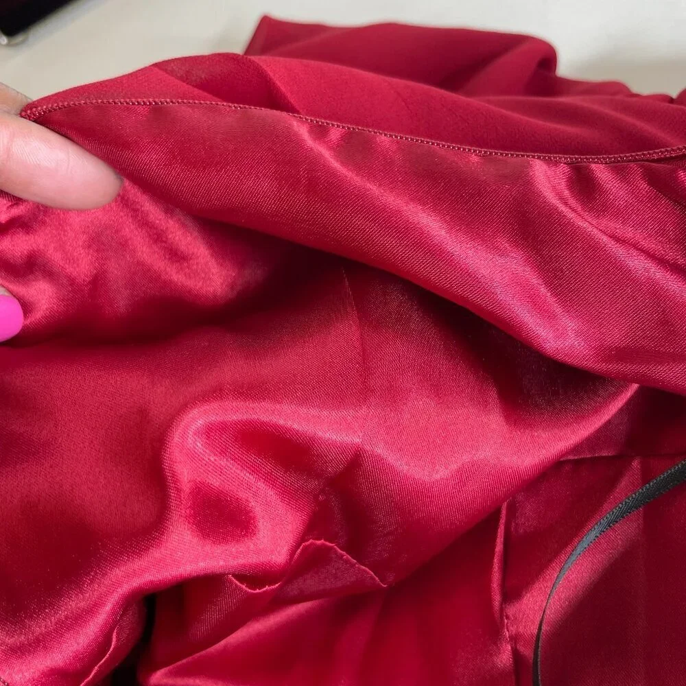 iEFiEL Wine Red Halter High-Low Chiffon Dress Romantic Goth Formal Evening Gown
